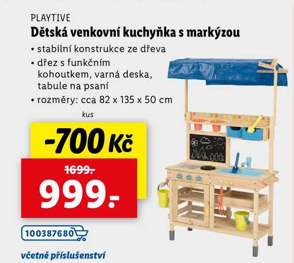 Dětská venkovní kuchyňka s markýzou