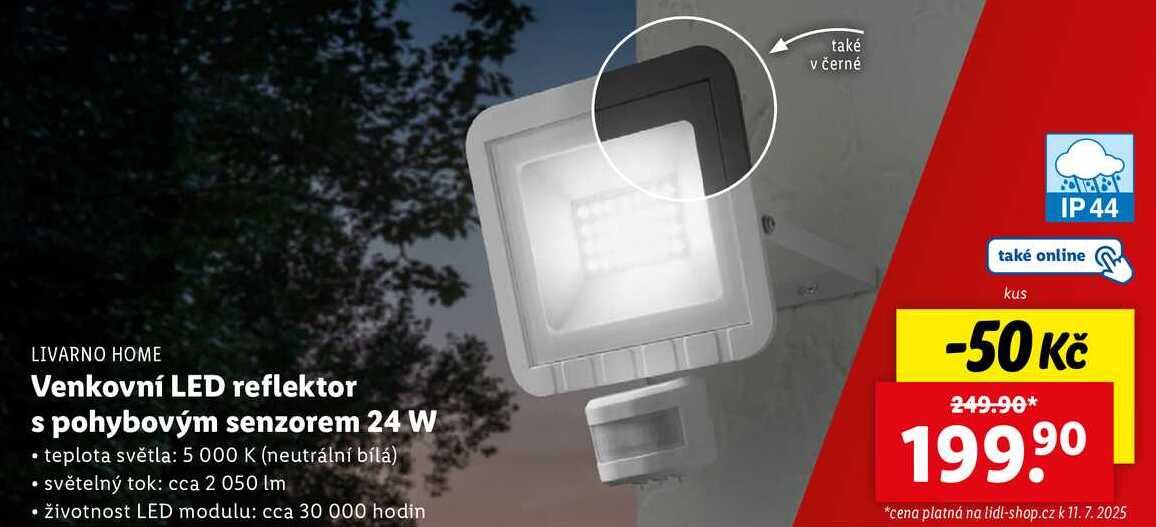 Venkovní LED reflektor s pohybovým senzorem 24 W 
