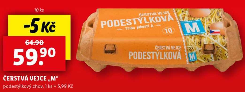 ČERSTVÁ VEJCE ,,M" podestýlkový chov, 10 ks