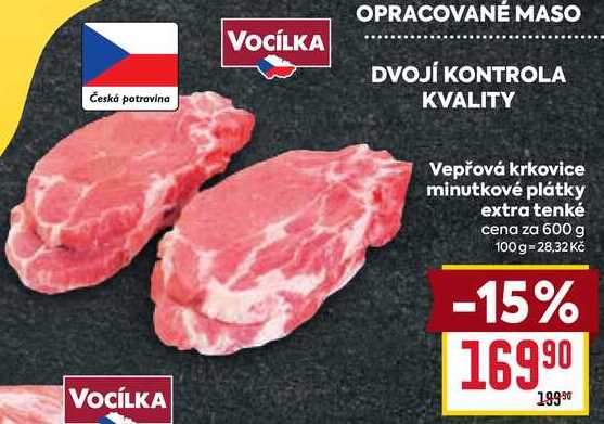Vepřová krkovice minutkové plátky extra tenké cena za 600 g