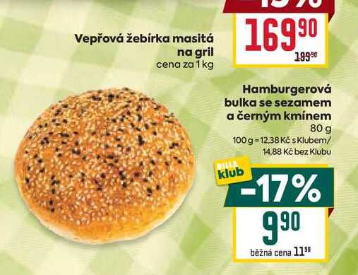 Hamburgerová bulka se sezamem a černým kmínem 80 g 