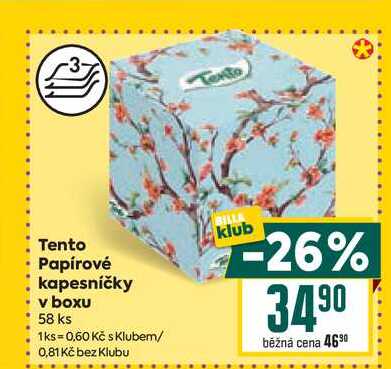 Tento Papírové kapesníčky v boxu 58 ks