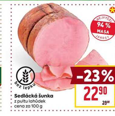 Sedlácká šunka z pultu lahůdek cena za 100 g 