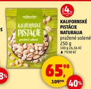 KALIFORNSKÉ PISTÁCIE NATURALIA pražené solené, 250 g 