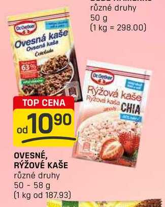 OVESNÉ, RÝŽOVÉ KAŠE různé druhy 50-58 g