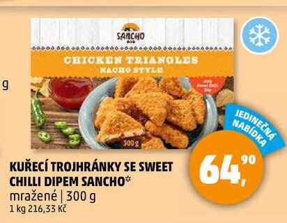 KUŘECÍ TROJHRÁNKY SE SWEET CHILLI DIPEM SANCHO mražené, 300 g 
