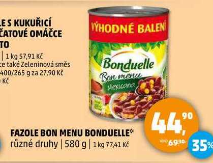 FAZOLE BON MENU BONDUELLE různé druhy, 580 g 
