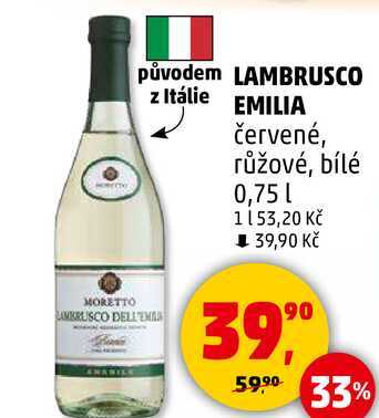 LAMBRUSCO EMILIA červené, růžové, bílé, 0,75 l
