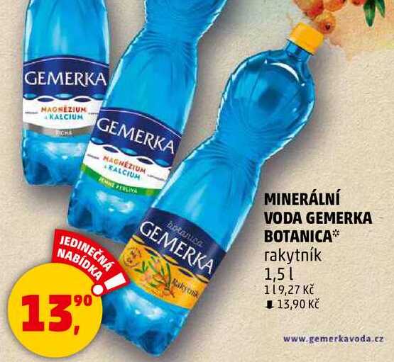 MINERÁLNÍ VODA GEMERKA BOTANICA rakytník, 1,5 l