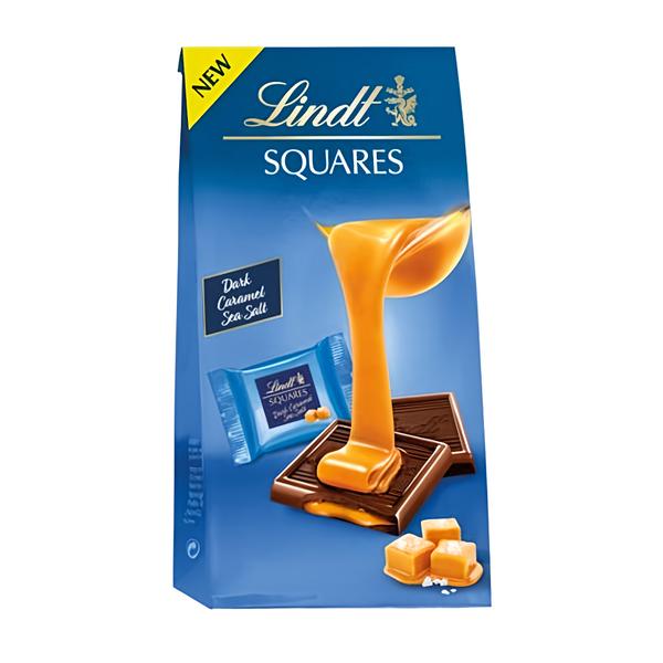 Lindt Bonboniéra Squares hořká čokoláda s karamelovou náplní a mořskou solí