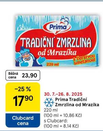 Prima Tradiční Zmrzlina od Mrazíka, 220 ml  