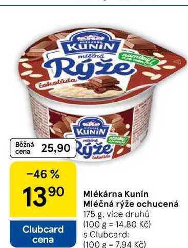 Mlékárna Kunín Mléčná rýže ochucená, 175 g 