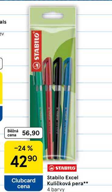 Stabilo Excel Kuličková pera, 4 barvy 