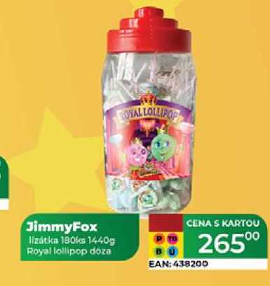 JimmyFox lizátka 180ks 1440g Royal lollipop doza 