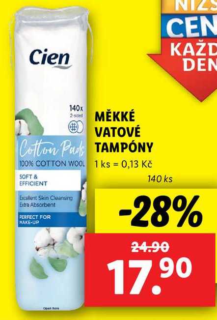 MĚKKÉ VATOVÉ TAMPÓNY, 140 ks