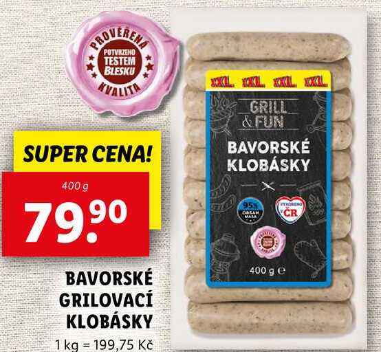 BAVORSKÉ GRILOVACÍ KLOBÁSKY, 400 g