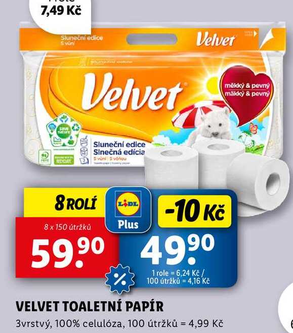 VELVET TOALETNÍ PAPÍR, 8 rolí