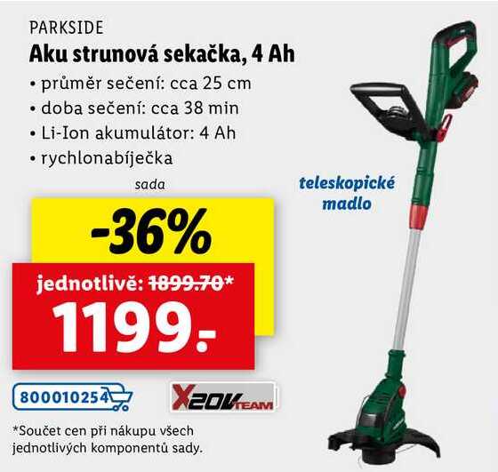 Aku strunová sekačka, 4 Ah 