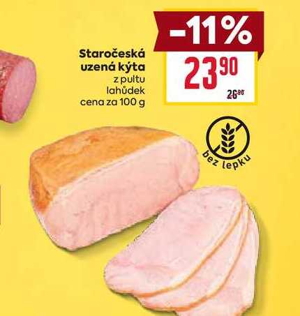 Staročeská uzená kýta z pultu lahůdek cena za 100g