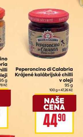 Peperoncino di Calabria Krájené kalábrijské chilli v oleji 95 g 