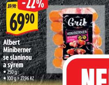 Albert Miniberner se slaninou a sýrem, 250 g