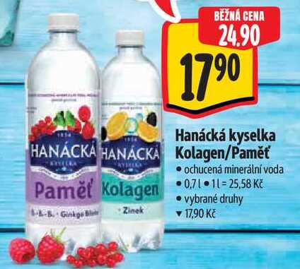 Hanácká kyselka Kolagen/Paměť, 0,7 l