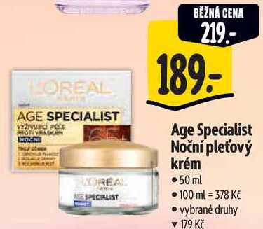 Age Specialist Noční pleťový krém, 50 ml