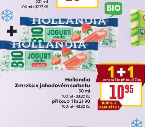 Hollandia Zmrzka v jahodovém sorbetu 50 ml