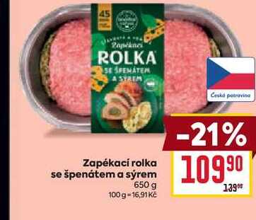 Zapékací rolka se špenátem a sýrem 650 g