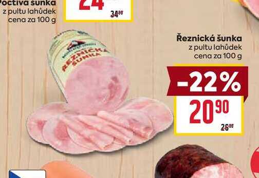 Řeznická šunka z pultu lahůdek cena za 100g