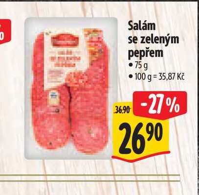  Salám se zeleným pepřem  75 g  
