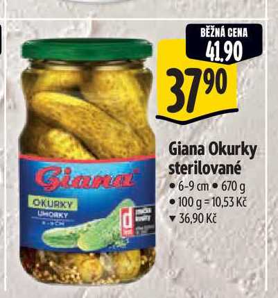  Giana Okurky sterilované  6-9 cm 670 g  