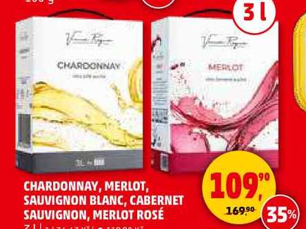 CHARDONNAY, MERLOT, SAUVIGNON BLANC, CABERNET SAUVIGNON, MERLOT ROSÉ, 3 l 
