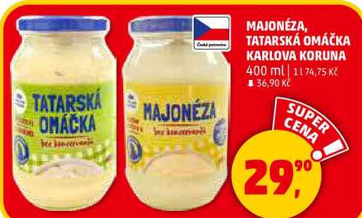 MAJONÉZA, TATARSKÁ OMÁČKA KARLOVA KORUNA, 400 ml 