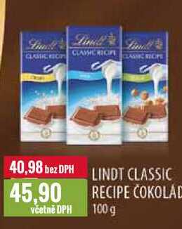 LINDT CLASSIC RECIPE ČOKOLADA 100g