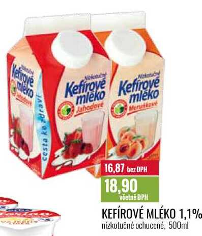 KEFÍROVÉ MLÉKO 1,1% nízkotučné ochucené, 500ml 
