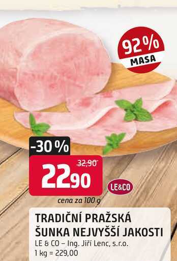 LE&CO TRADIČNÍ PRAŽSKÁ ŠUNKA NEJVYŠŠÍ JAKOSTI 100g