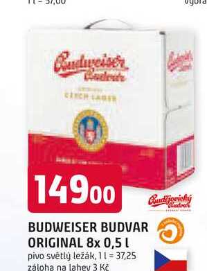 BUDWEISER BUDVAR ORIGINAL 8x 0,5l