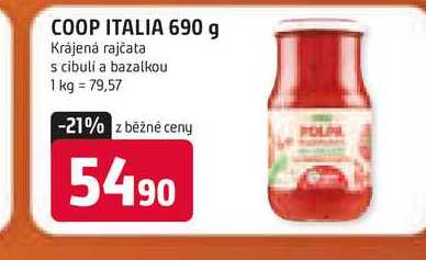 COOP ITALIA 690 g Krájená rajčata s cibuli a bazalkou