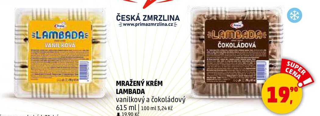 MRAŽENÝ KRÉM LAMBADA vanilkový a čokoládový, 615 ml 