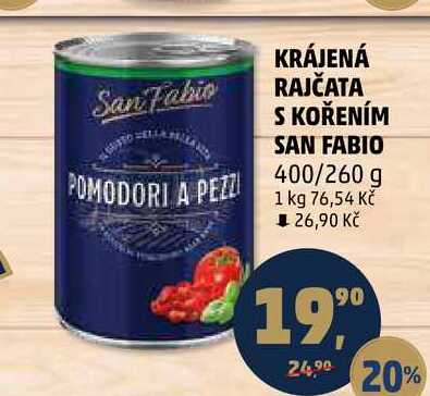 KRÁJENÁ RAJČATA S KOŘENÍM SAN FABIO, 400/260 g 