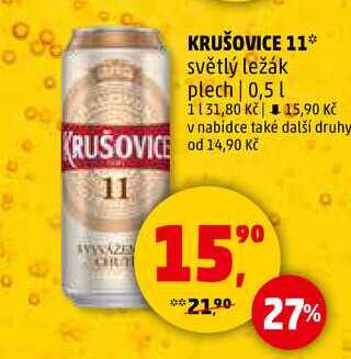 KRUŠOVICE 11 světlý ležák plech, 0,5 l