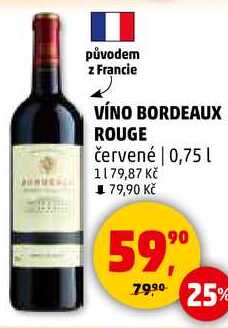 VÍNO BORDEAUX ROUGE červené, 0,75 l