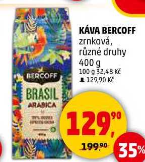KÁVA BERCOFF zrnková, různé druhy, 400 g  