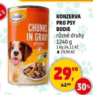 KONZERVA PRO PSY BODIE různé druhy, 1240 g 