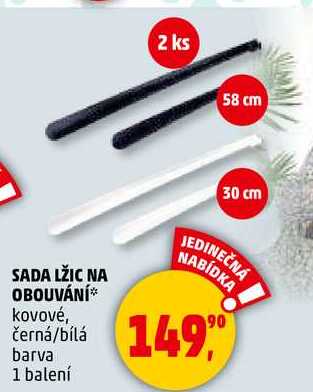 SADA LŽIC NA OBOUVÁNÍ, kovové, černá/bílá barva, 1 balení  