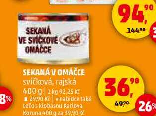 SEKANÁ V OMÁČCE svíčková, rajská, 400 g 