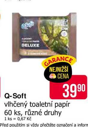 Q-Soft vlhčený toaletní papír 60 ks, různé druhy 