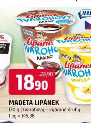 MADETA LIPÁNEK VANILKA 130 g tvarohový vybrané druhy