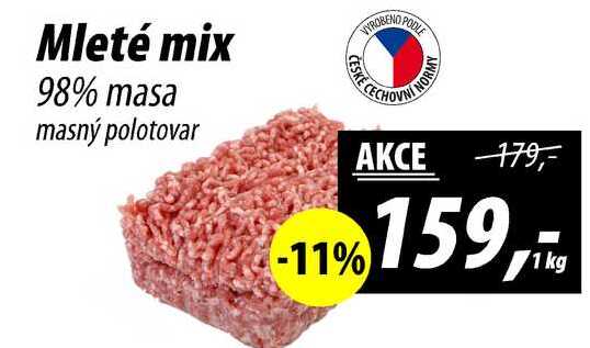Mleté mix 98% masa masný polotovar, 1 kg